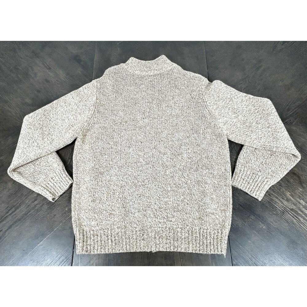 L.L Bean Men's M Heavyweight 100% Lambs Wool Sweater Jacket Beige Oatmeal - Picture 11 of 11